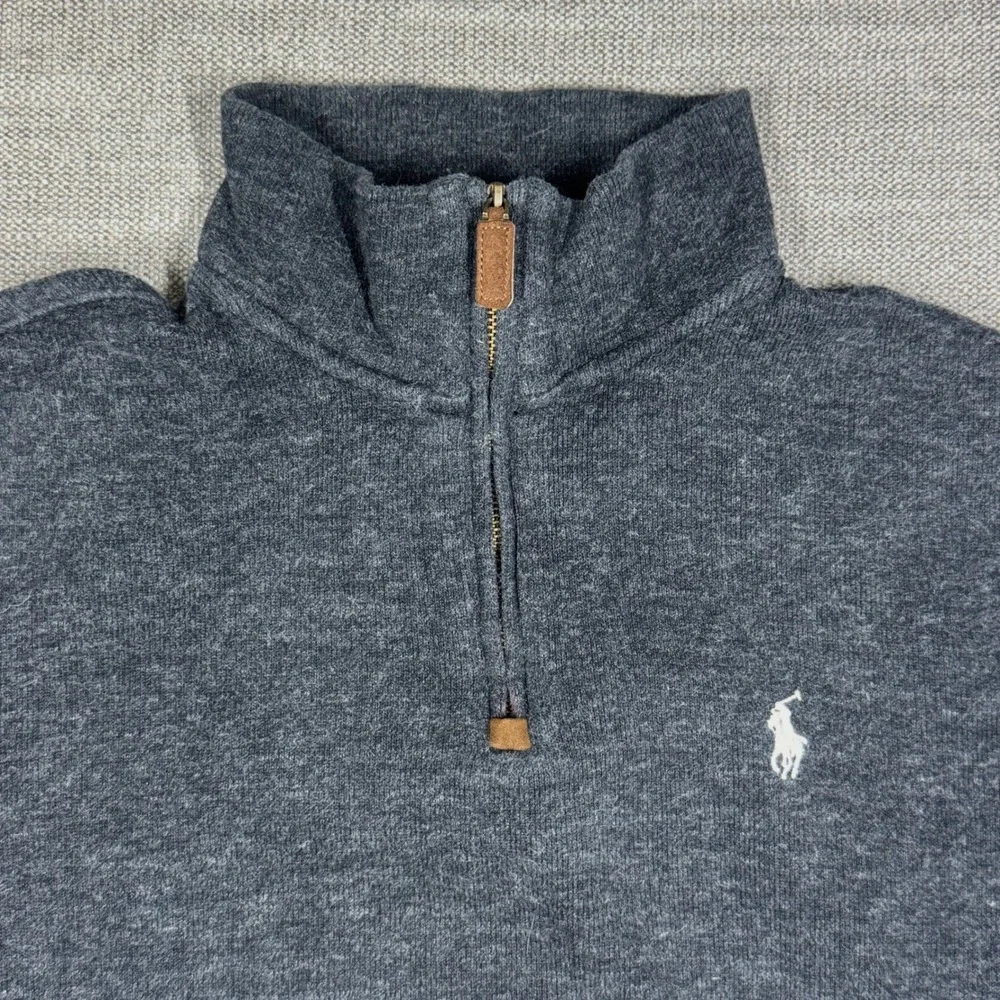Polo‎ Ralph Lauren Mens Estate-Rib Quarter-Zip Sweater Charcoal Gray Medium